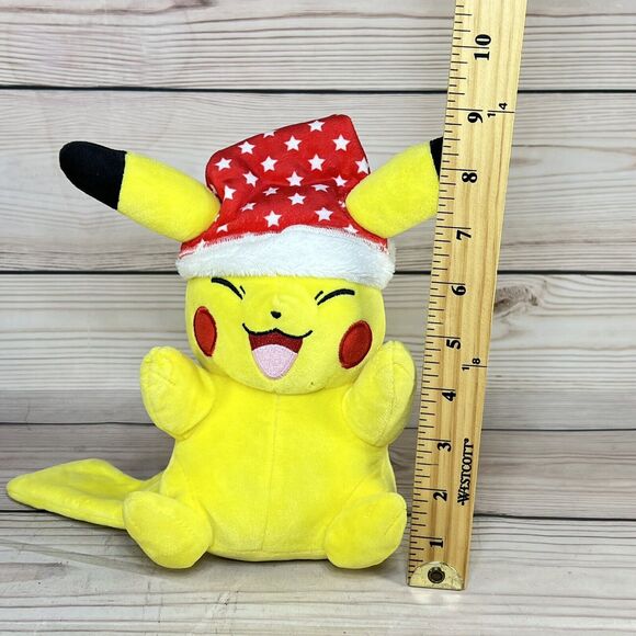 Pikachu Santa Hat 9” Plush Christmas Stars 2021 Pokemon Holiday Edition *READ* - Picture 4 of 13